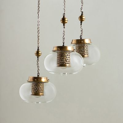 Copper Chandelier - 3 lines of pyrex included brass from inside
