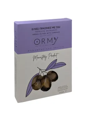 Halkidiki Variety Green Olives with Oregano &amp; Vinegar 250gr