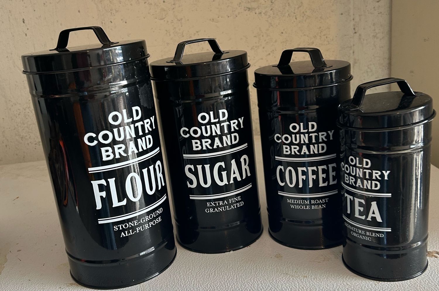 Shiny Black Metal Cannister Set (4)