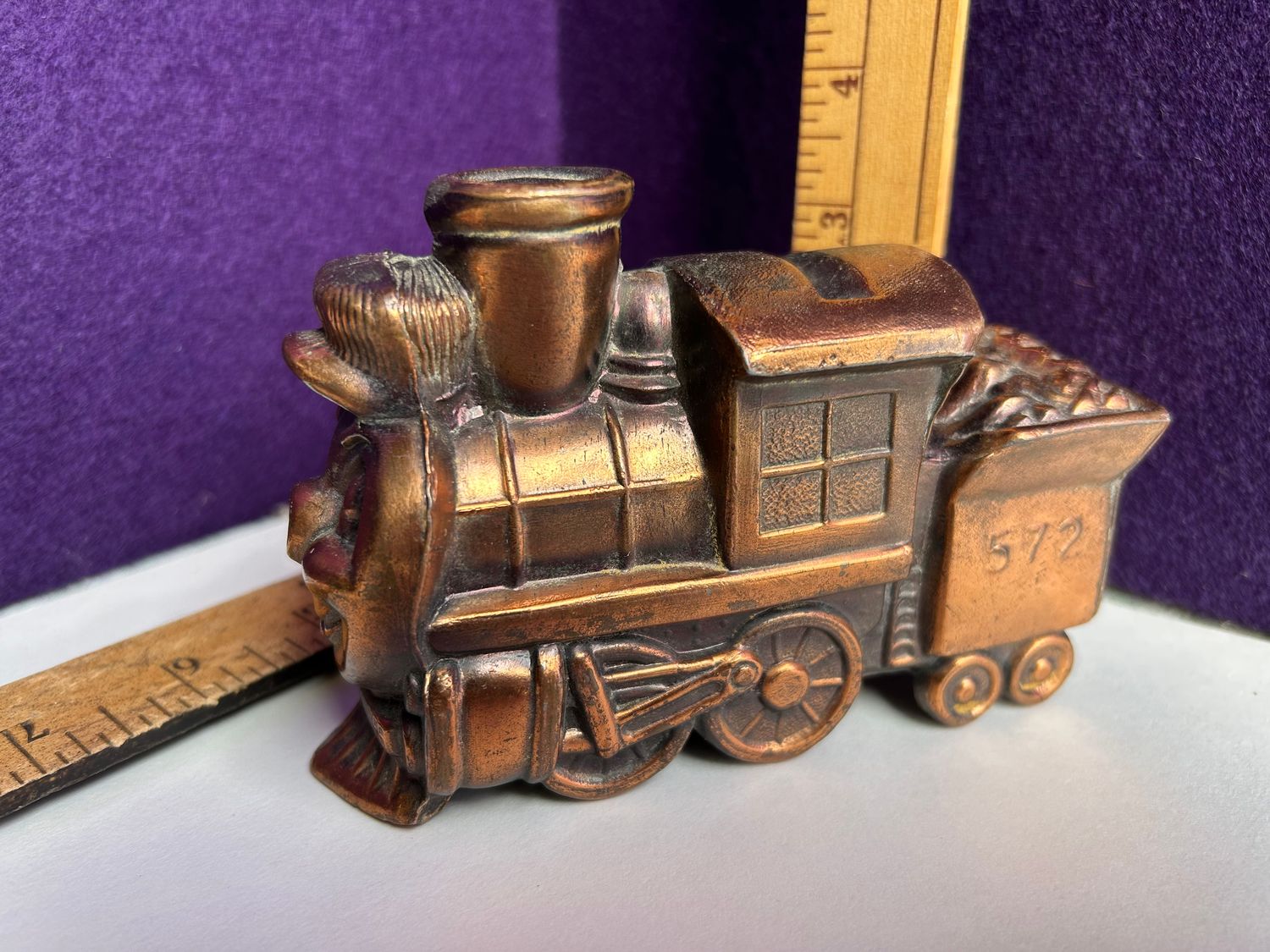 VINTAGE CASEY JONES 572 COPPER CLAD COAL TRAIN COIN BANK