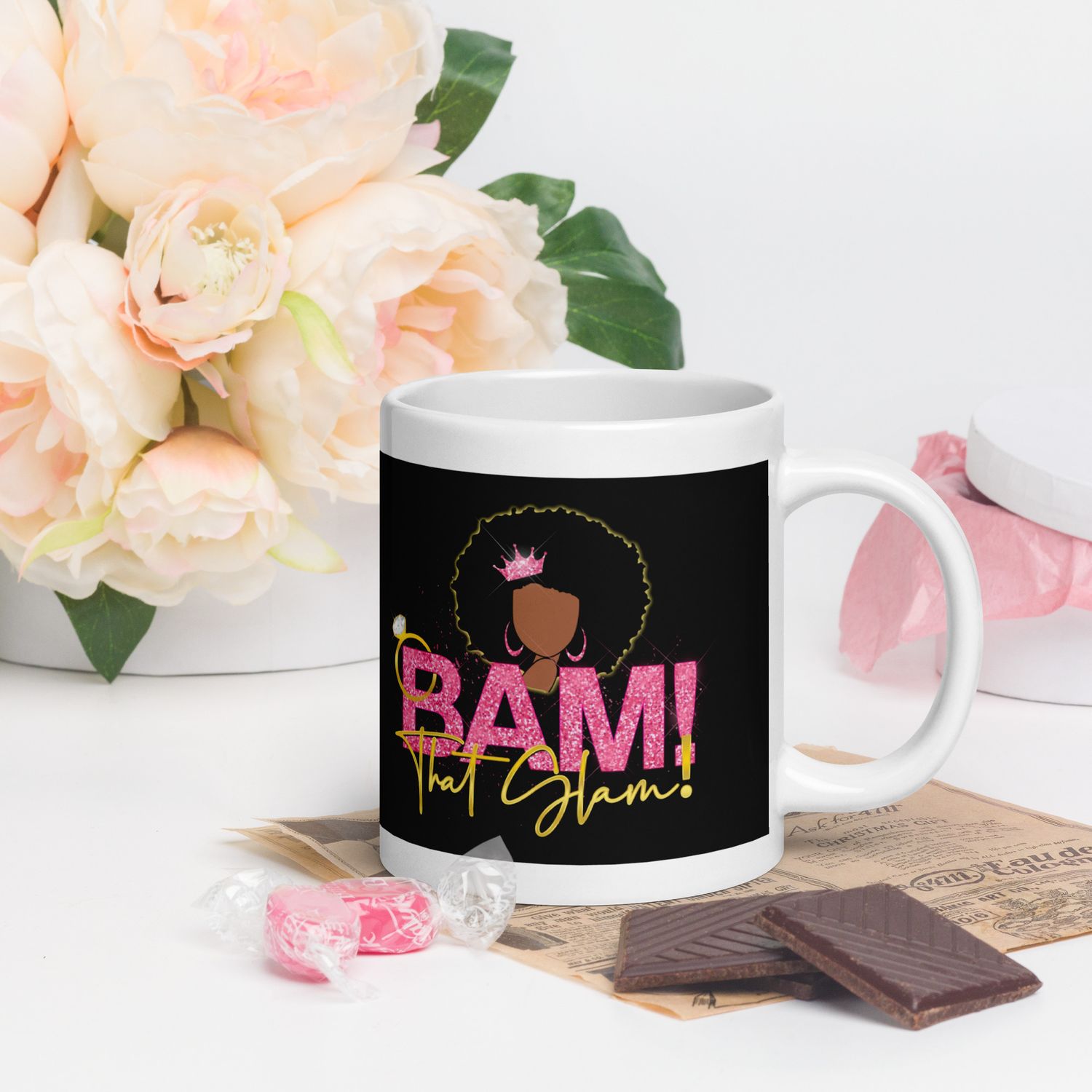 White glossy mug