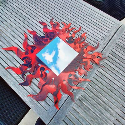 Miroir Carton Rouge et noir fait main