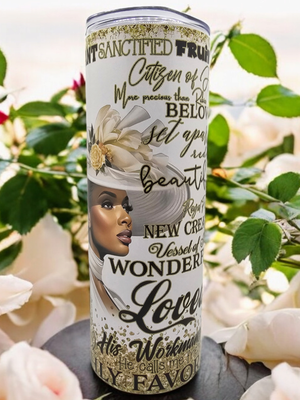 Lady with White Hat Stainless Steel 20 oz. Skinny Tumbler