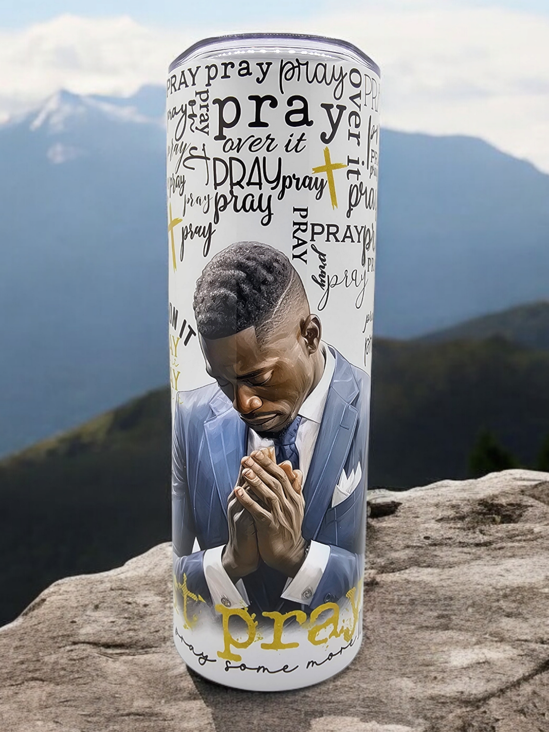 Man Praying Hands Stainless Steel 20 oz. Skinny Tumbler