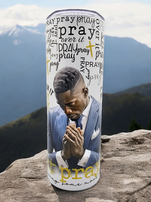 Man Praying Hands Stainless Steel 20 oz. Skinny Tumbler
