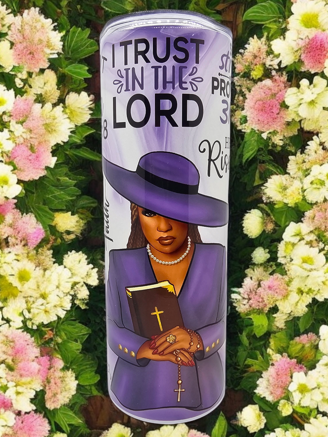 Lady with Purple Hat Stainless Steel 20 oz. Skinny Tumbler