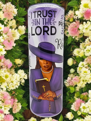 Lady with Purple Hat Stainless Steel 20 oz. Skinny Tumbler