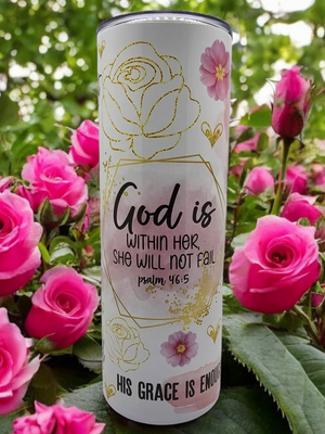 God Is Within Her Stainless Steel 20 oz. Skinny Tumbler