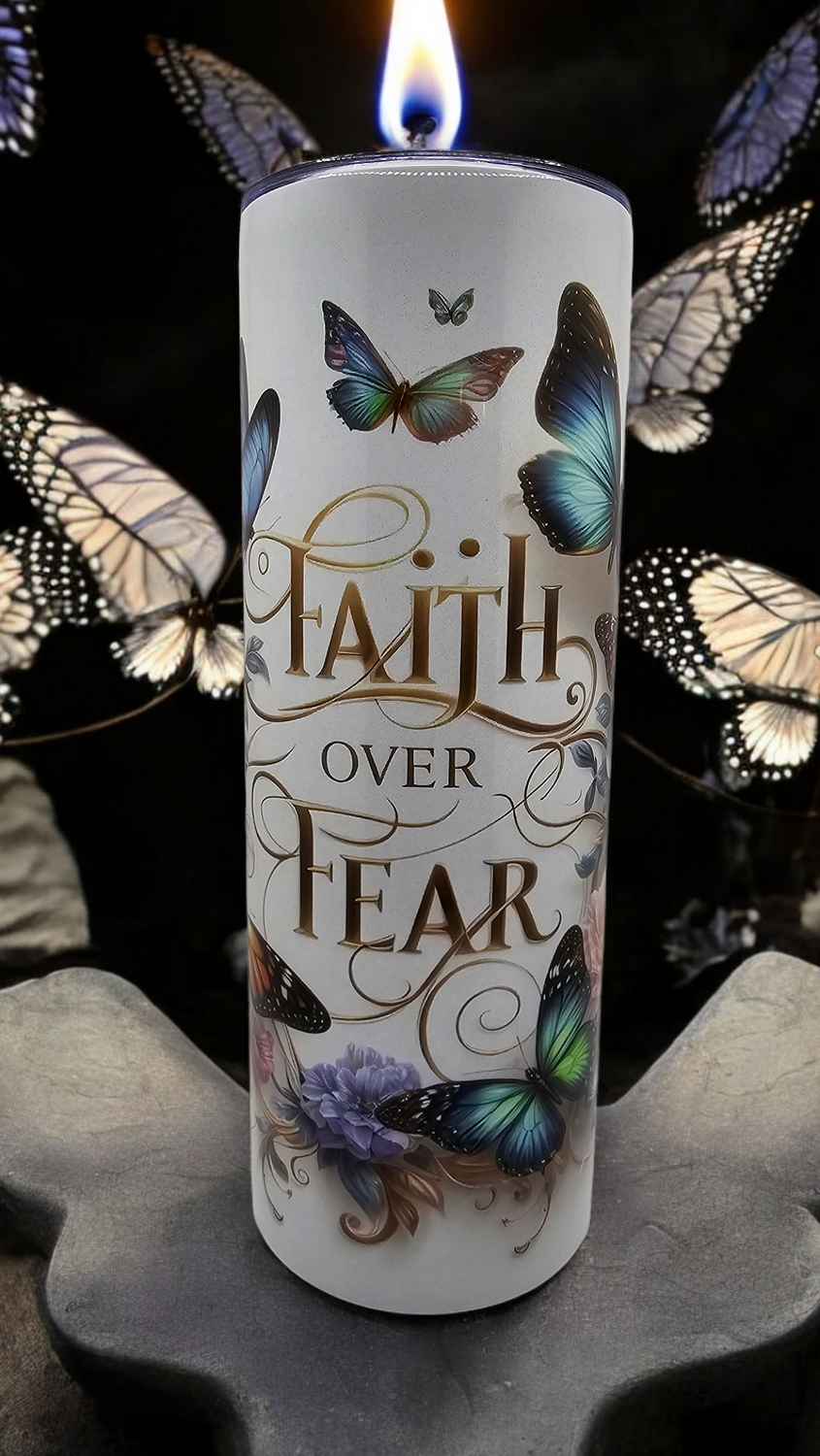 Faith Over Fear Stainless Steel 20 oz. Skinny Tumbler