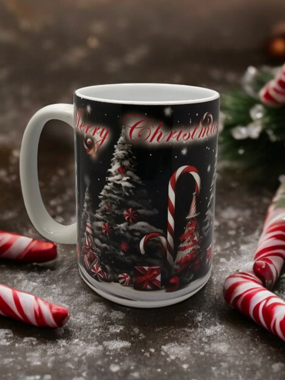 Merry Christmas Candy cane coffee mug