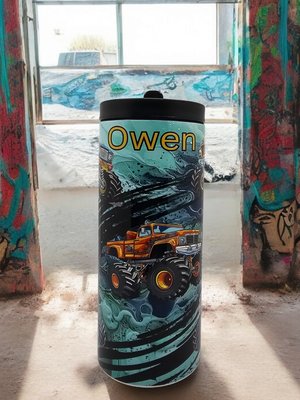 Monster Truck (Boy Custom Name) Stainless Steel 15 oz. Skinny Tumbler