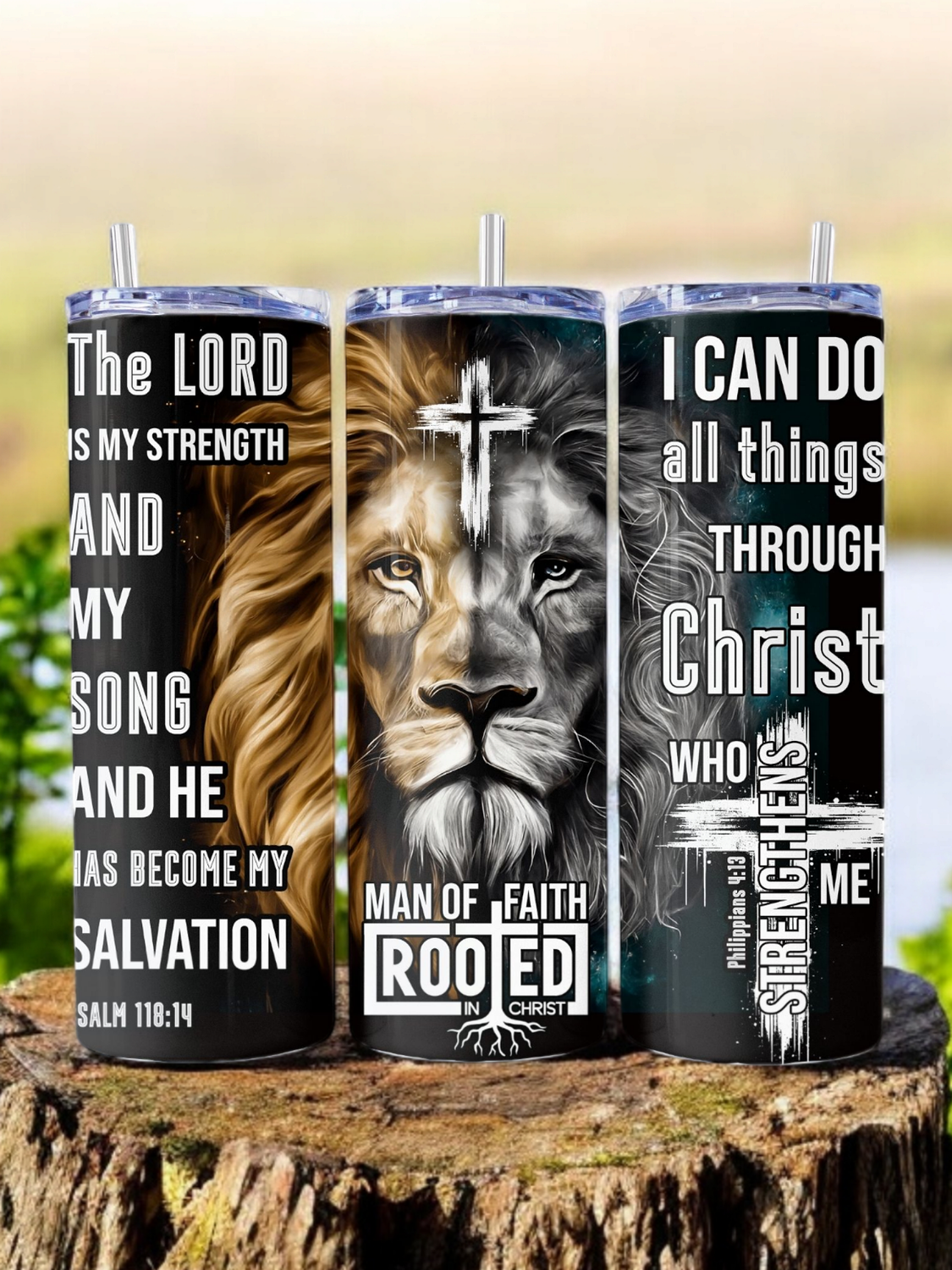 Man Of Faith Rooted Stainless Steel 20 oz. Skinny Tumbler