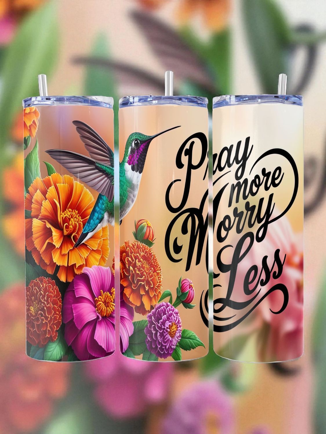 Pray More Worry Less Stainless Steel 20 oz. Skinny Tumbler
