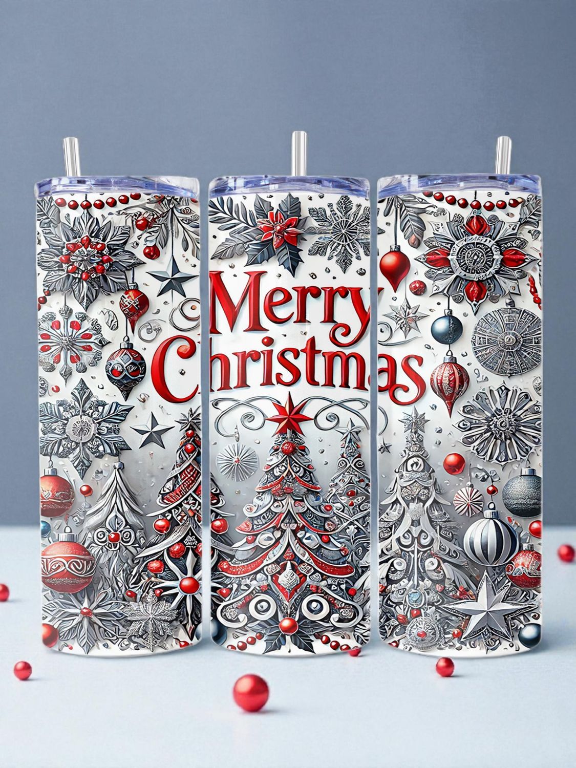 Merry Christmas Stainless Steel 20 oz. Skinny Tumbler