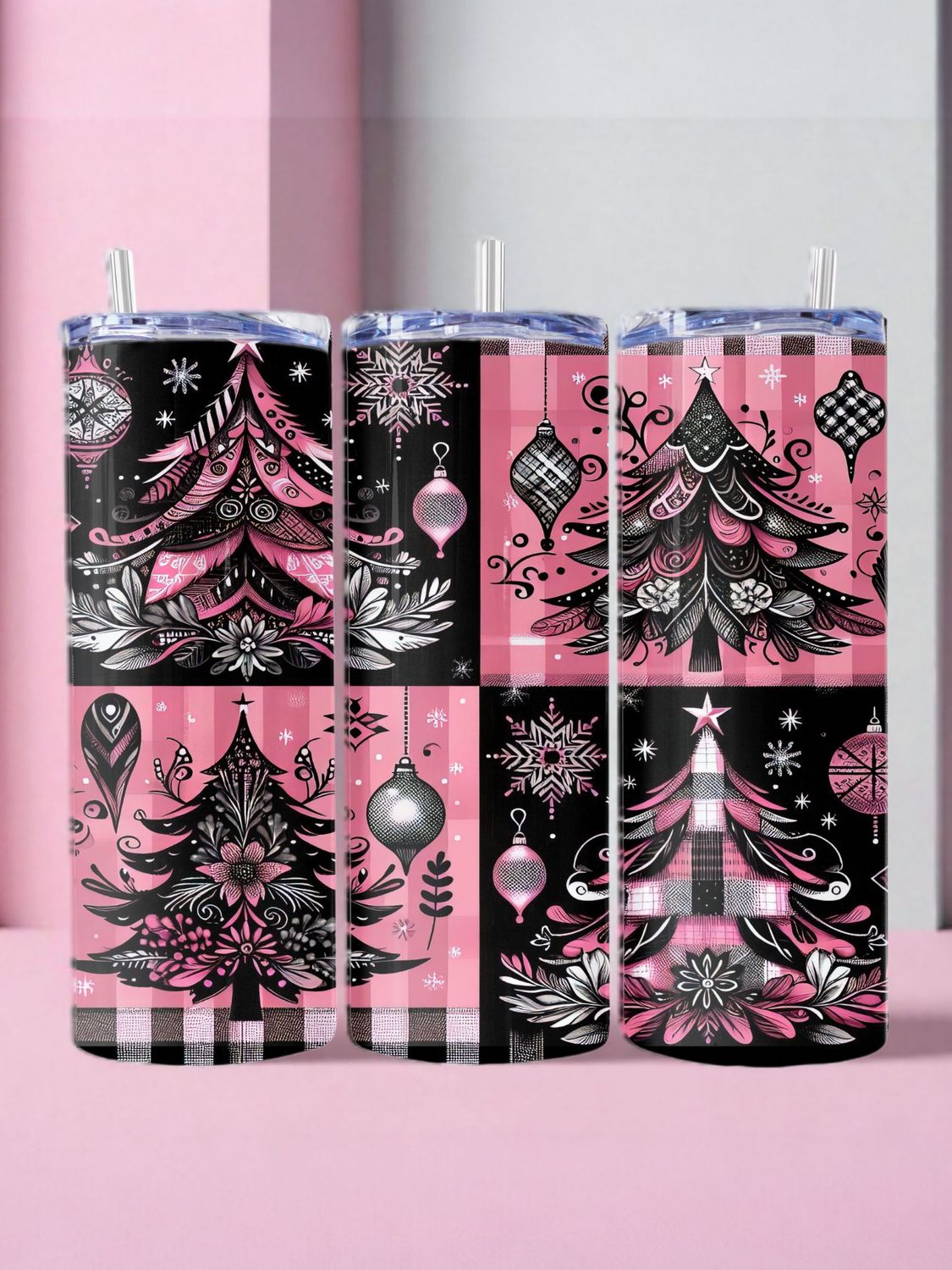 Pink Christmas Trees Stainless Steel 20 oz. Skinny Tumbler