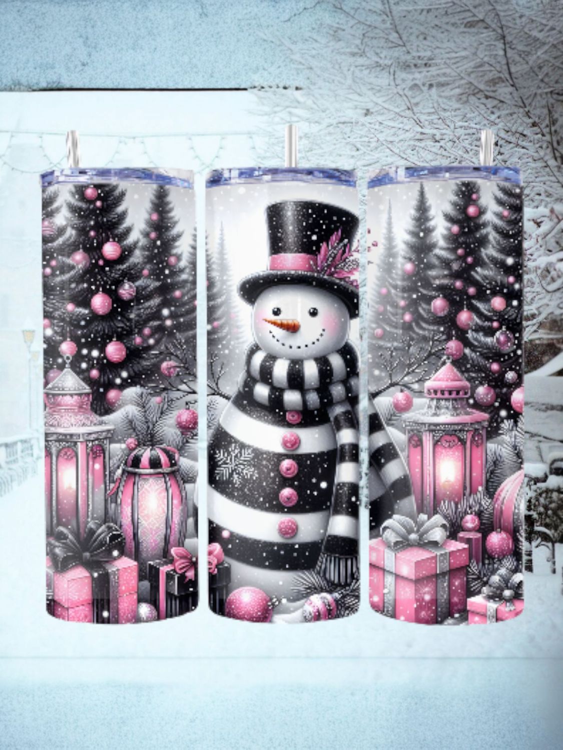 Snowman Stainless Steel 20 oz. Skinny Tumbler