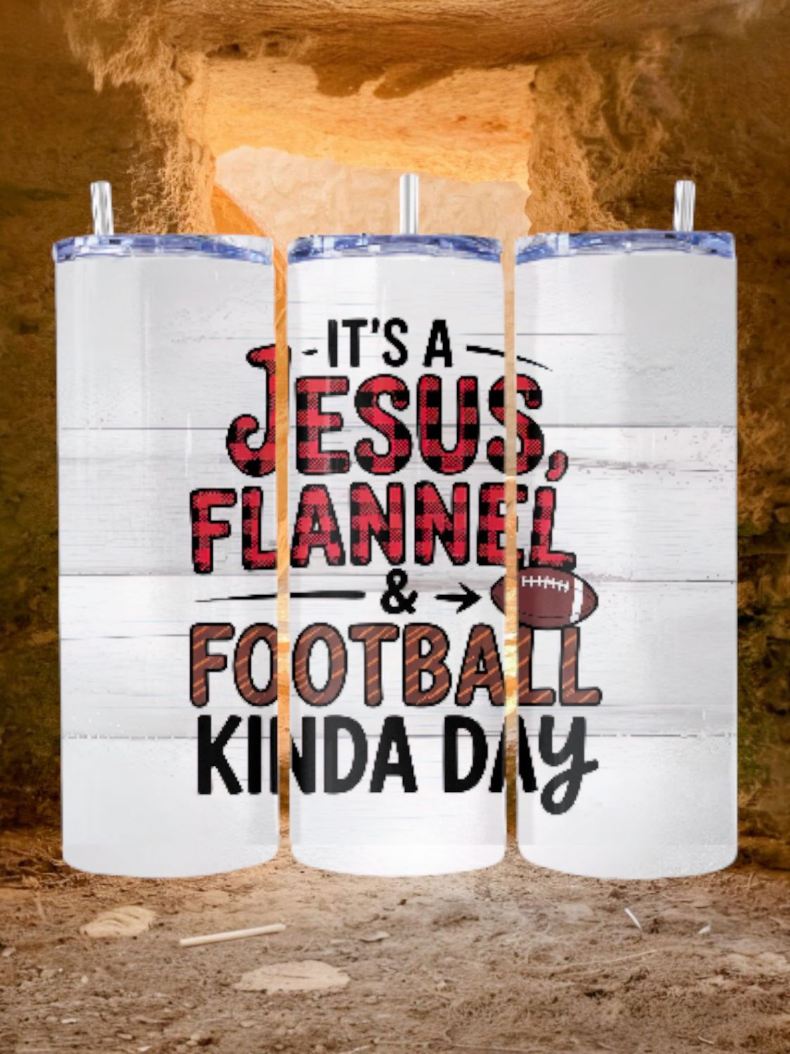 It&#39;s Jesus Flannel Stainless Steel 20 oz. Skinny Tumbler