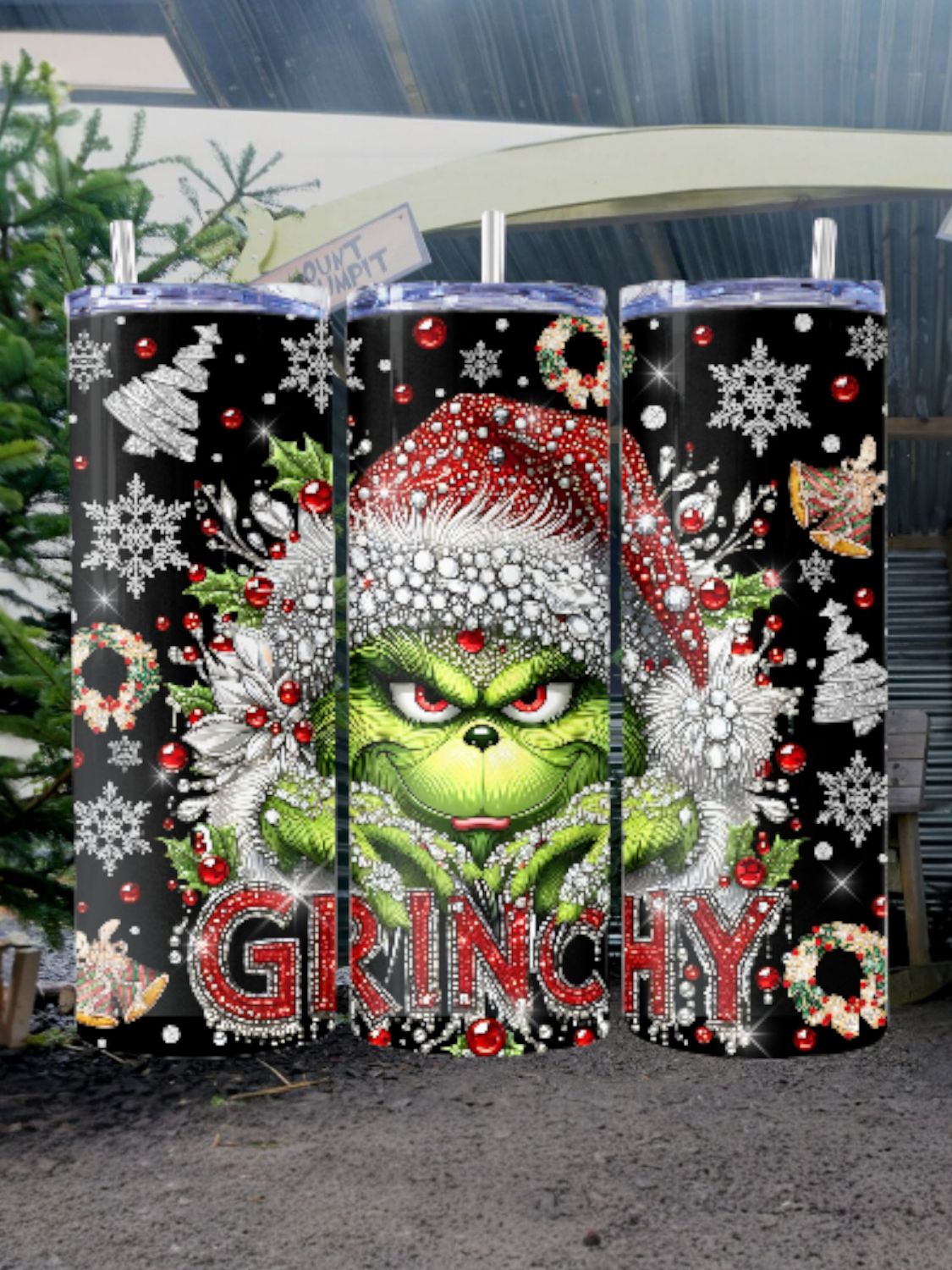 Grinchy Stainless Steel 20 oz. Skinny Tumbler