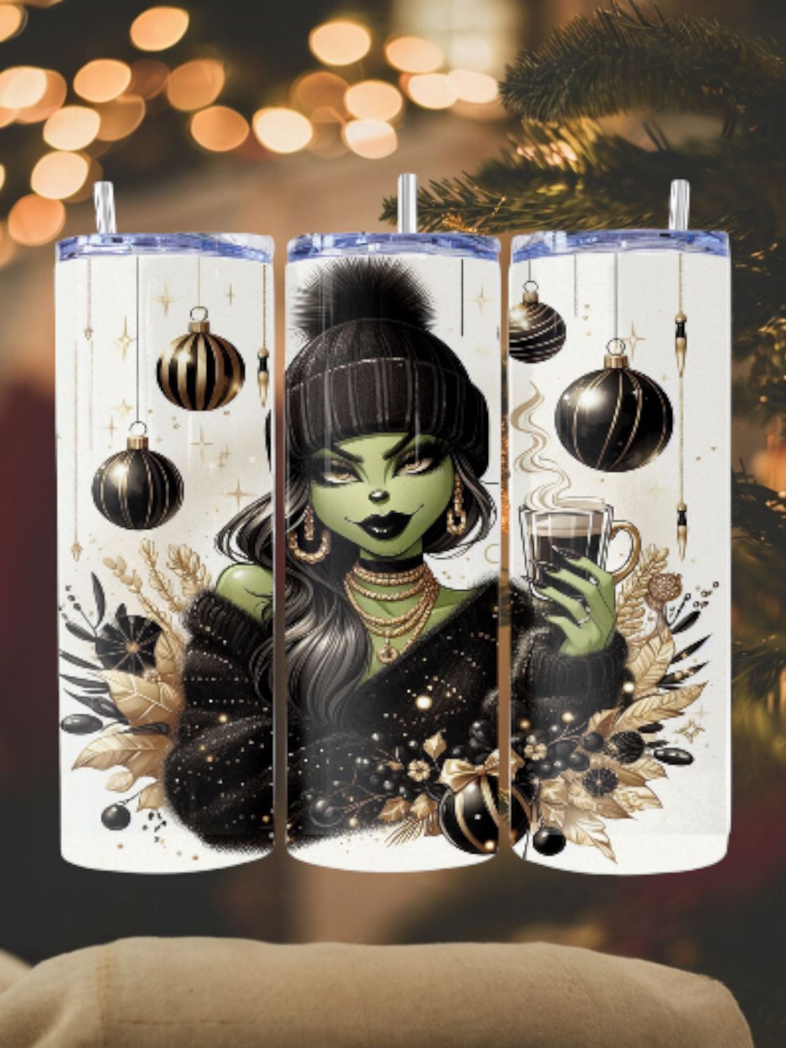 Grinch Girl Stainless Steel 20 oz. Skinny Tumbler