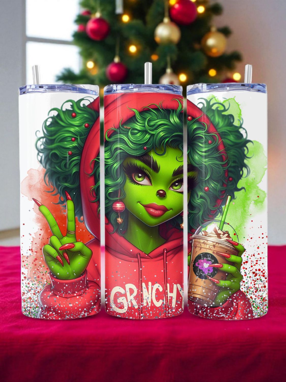 Grinch Girl Coffee Stainless Steel 20 oz. Skinny Tumbler