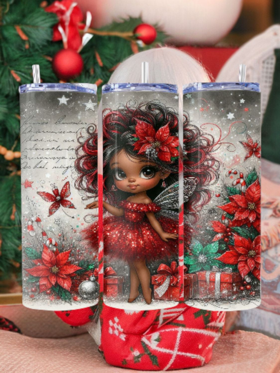 Christmas Princess Stainless Steel 15 oz. ($23) or 20 oz. ($28) Skinny Tumbler