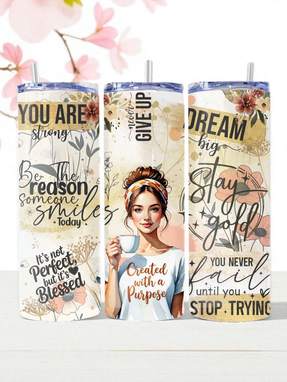 You Are Strong Stainless Steel 20 oz. Skinny Tumbler