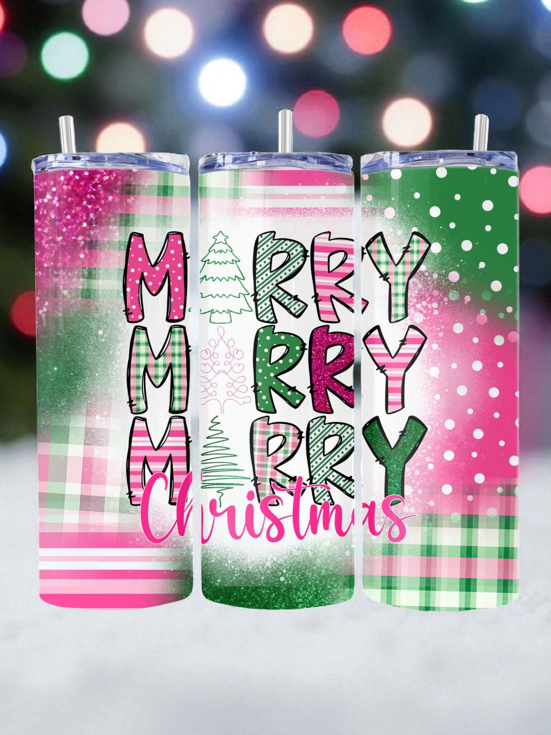 Merry, Merry, Merry Christmas Stainless Steel 20 oz. Skinny Tumbler