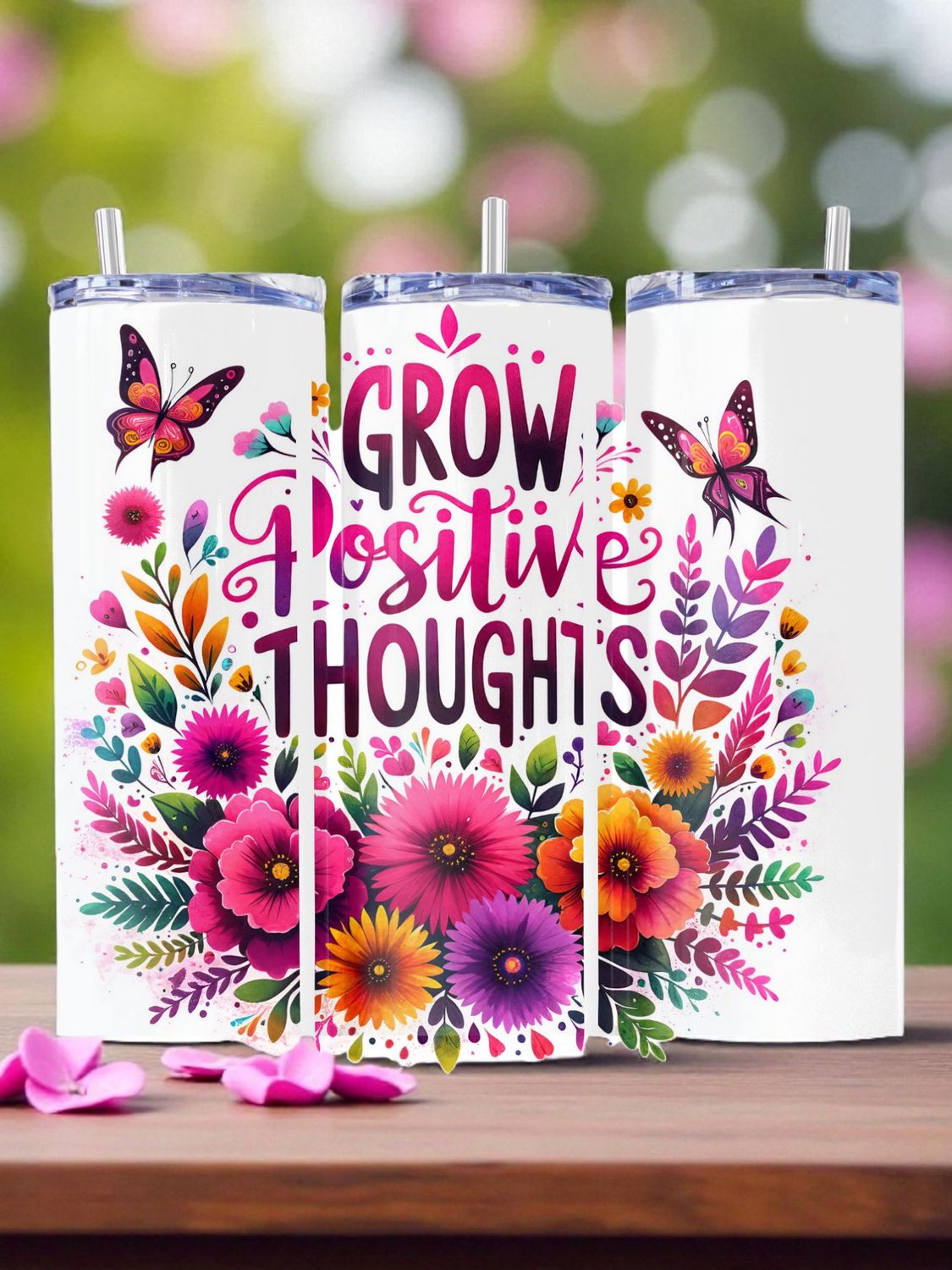 Grow Positive Thoughts Stainless Steel 20 oz. Skinny Tumbler