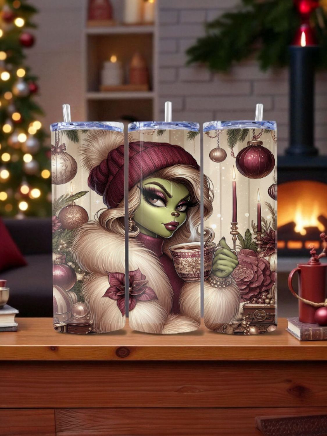 Bronze Grinch Stainless Steel 20 oz. Skinny Tumbler