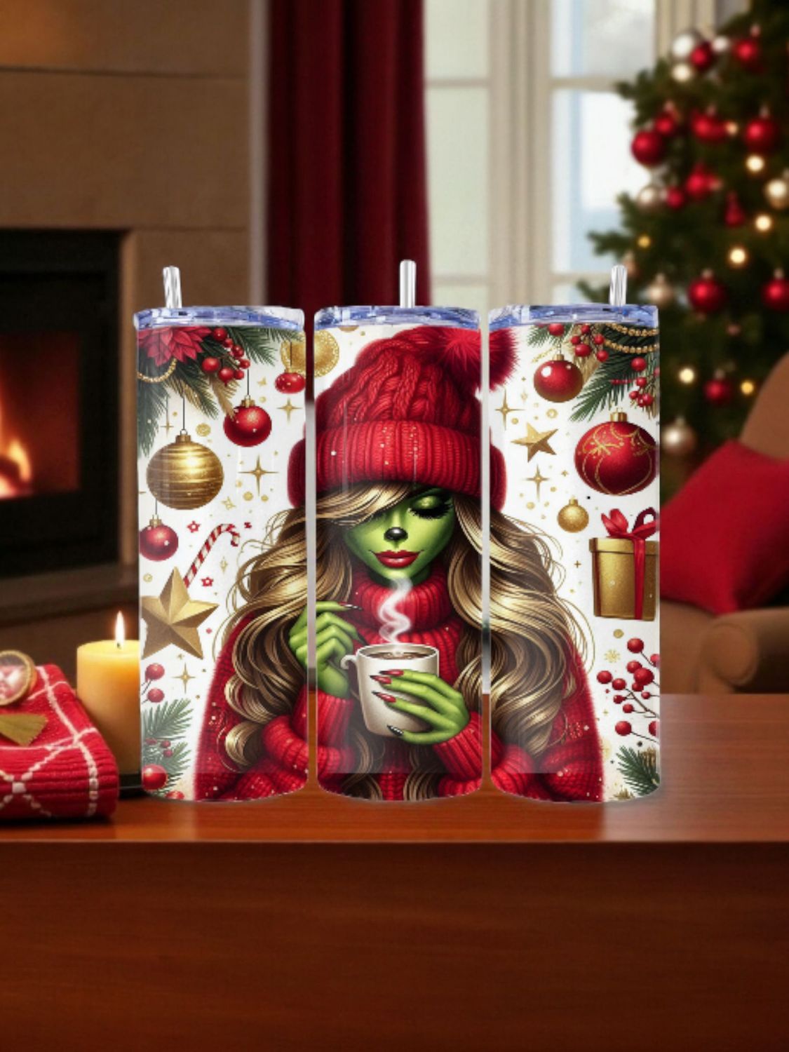 Blonde Grinch Stainless Steel 20 oz. Skinny Tumbler