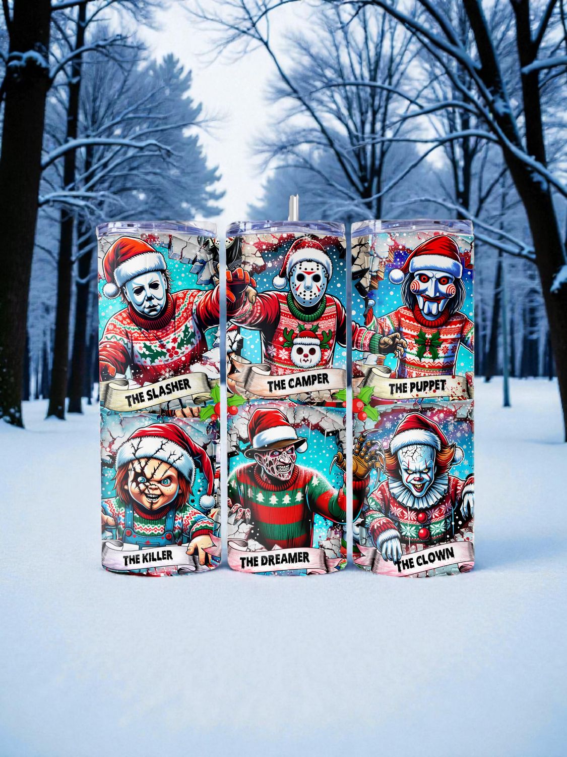 Horror Christmas Stainless Steel 20 oz. Skinny Tumbler