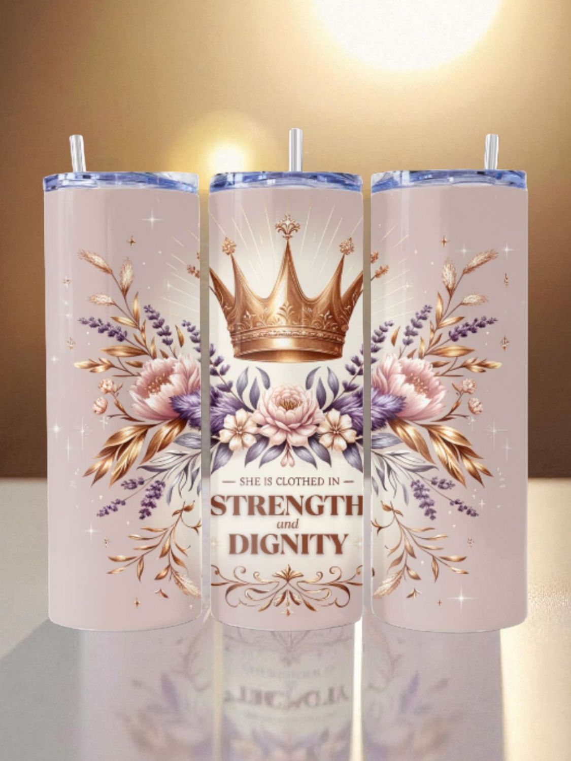 Strength and Dignity Stainless Steel 20 oz. Skinny Tumbler
