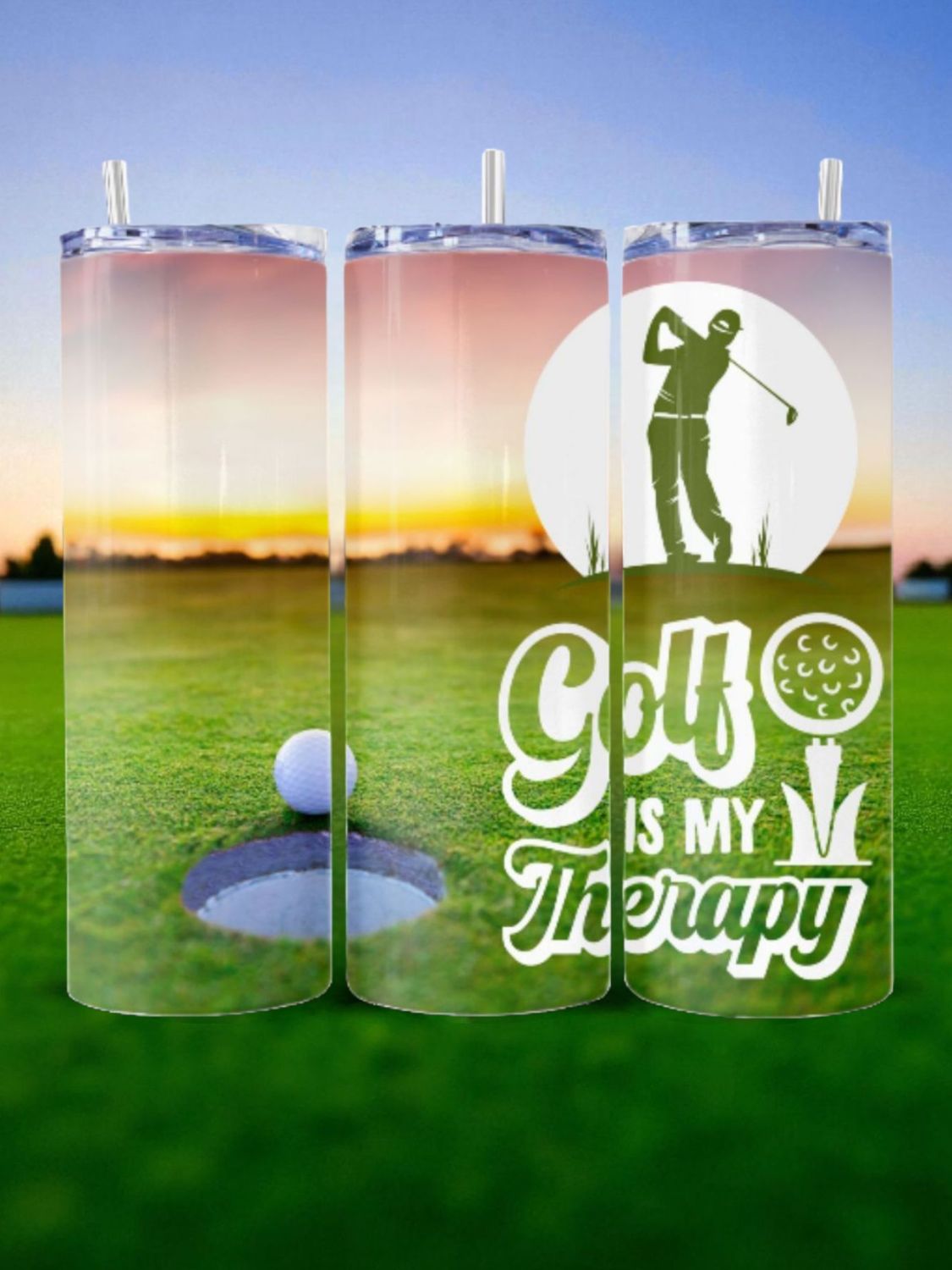 Golf Is My Therapy Stainless Steel 20 oz. Skinny Tumbler