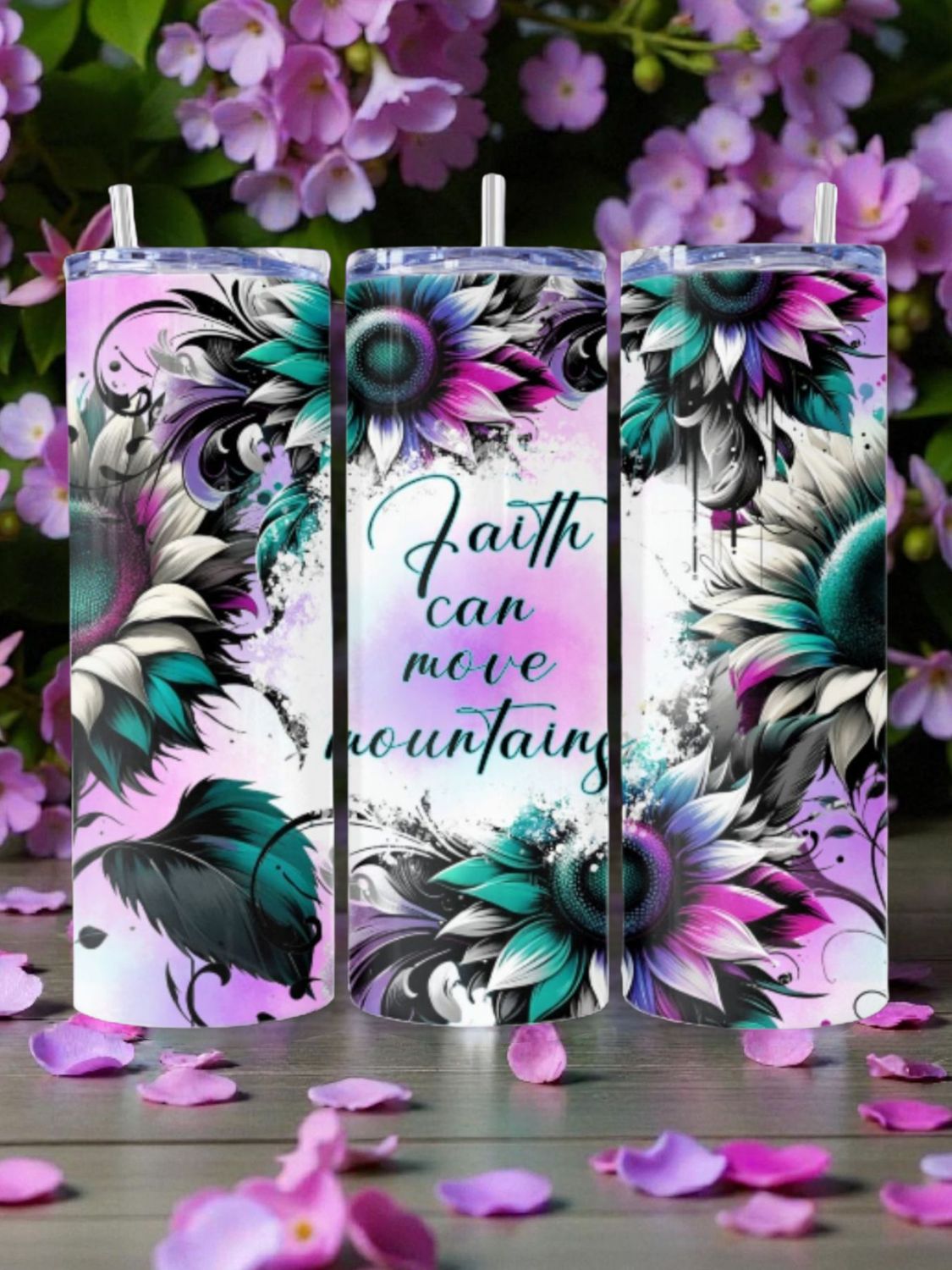 Faith Can Move Mountains Stainless Steel 20 oz. Skinny Tumbler