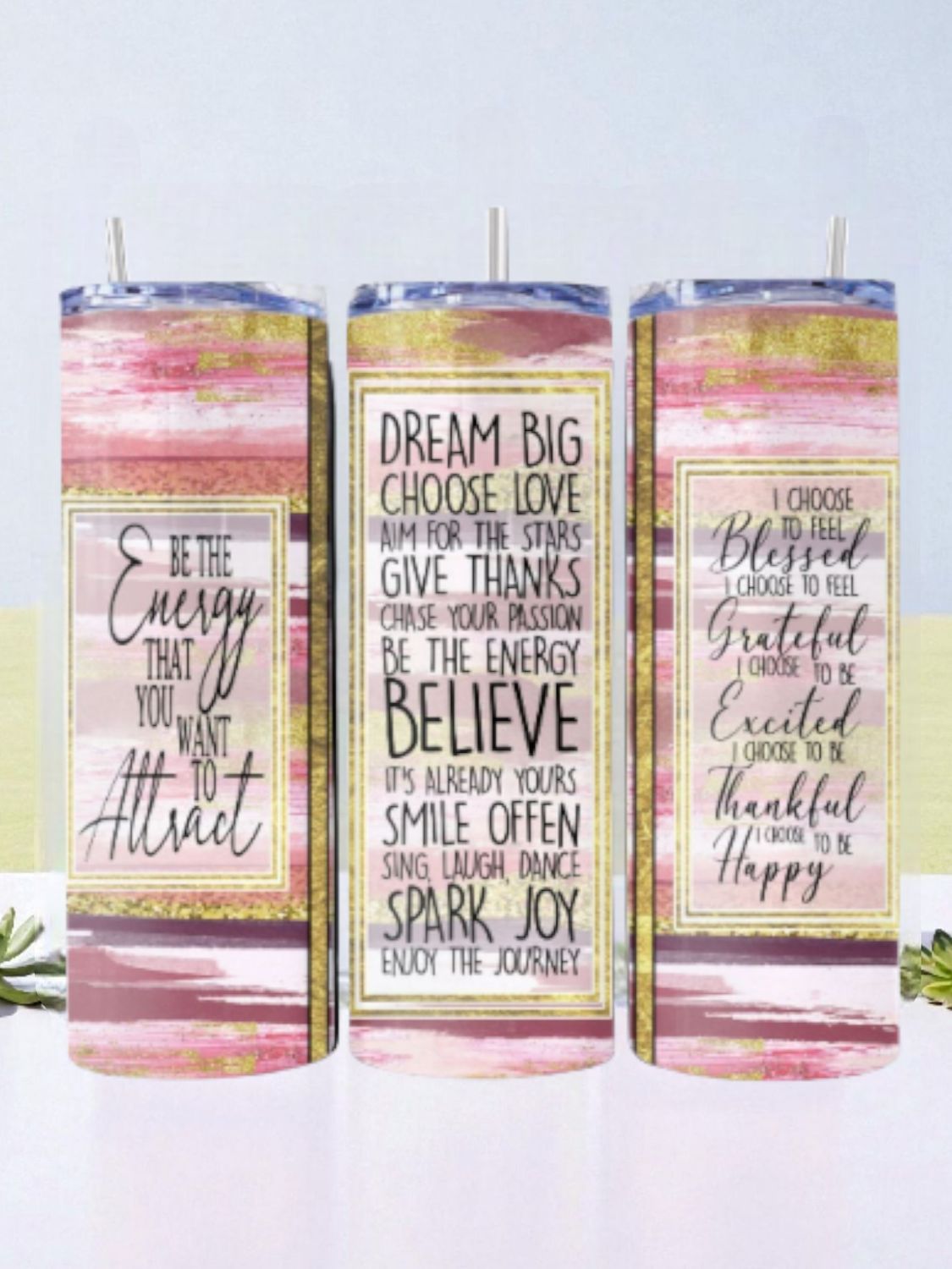 Dream Big Stainless Steel 20 oz. Skinny Tumbler