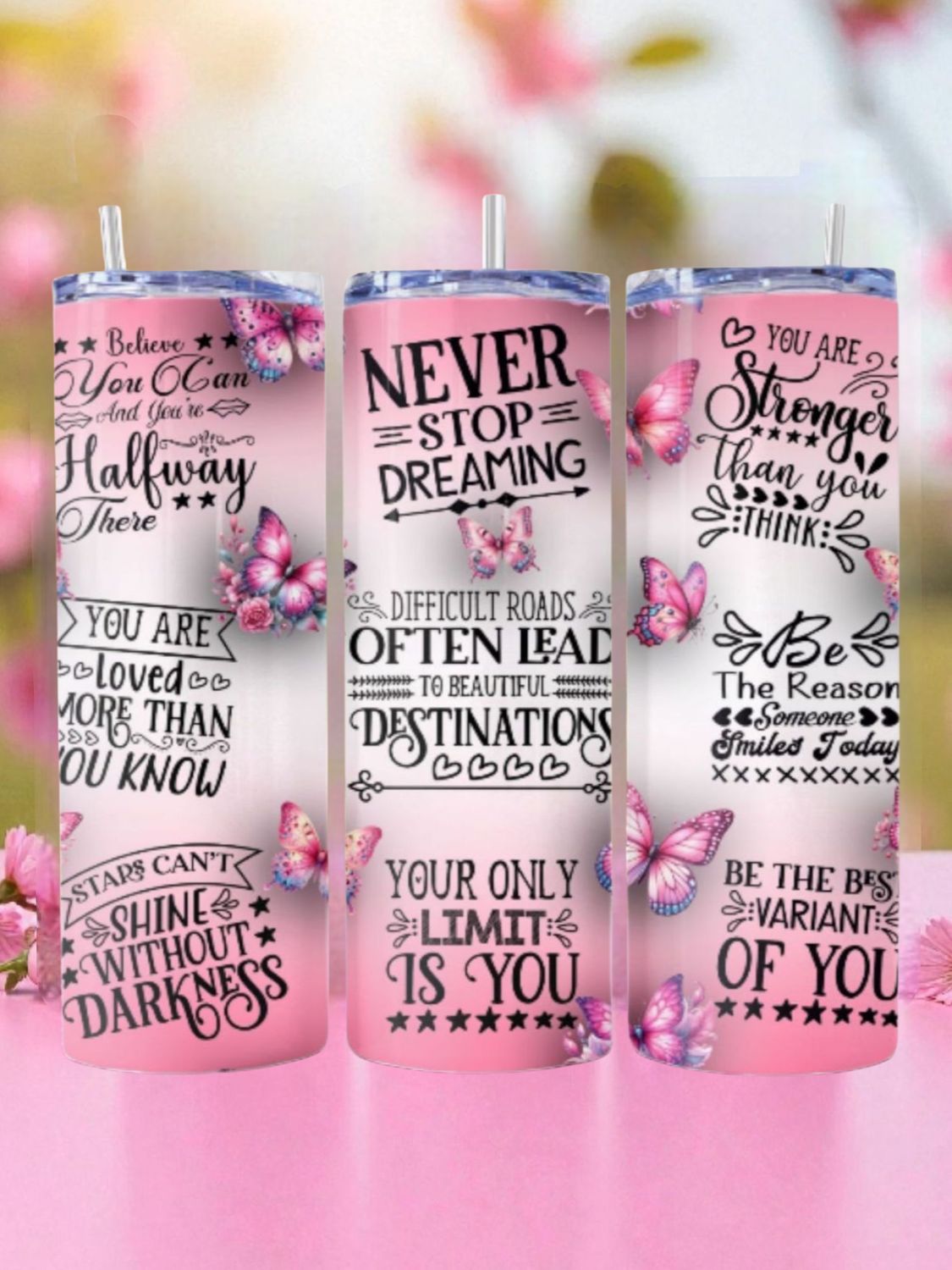 Never Stop Dreaming Stainless Steel 20 oz. Skinny Tumbler