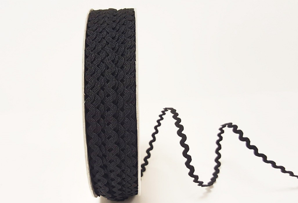 Black - Ric Rac - 5 mm - By Metre