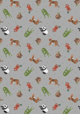Asian Animals Grey - Cotton - From Fat Quarter