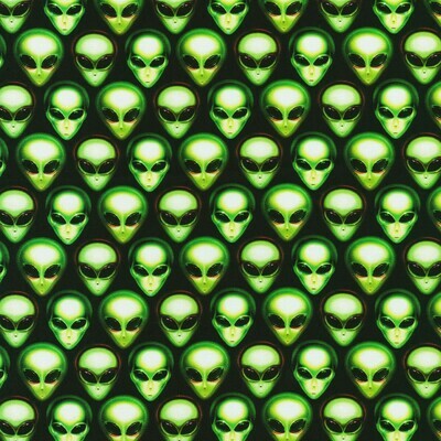 Aliens Heads - Cotton - END BOLT 180 CM X 110 CM