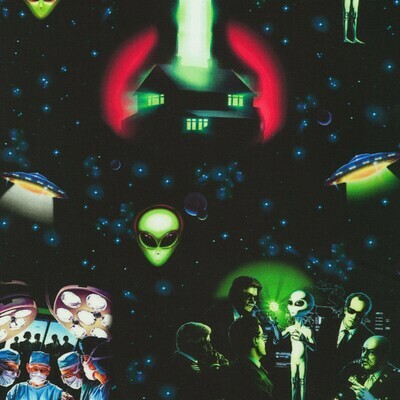 AREA 51 Aliens UFO’S - Cotton - END BOLT 120 CM X 110 CM