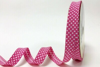 &quot;Pink Polka Dot&quot; Bias Binding 18mm - By Metre