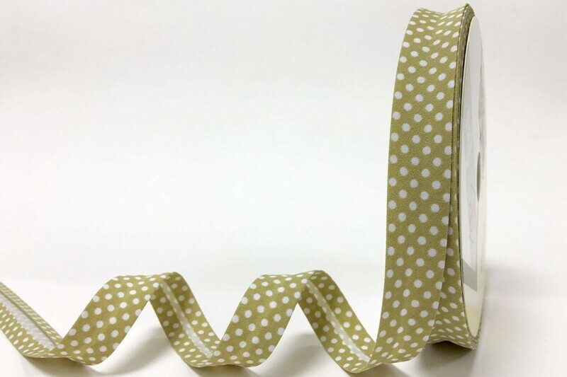 &quot;Beige Polka Dot Spot&quot; Bias Binding - 18mm - By Metre
