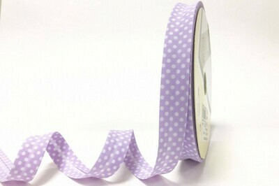 &quot;Lilac Polka Dot&quot; Bias Binding 18mm - By Metre