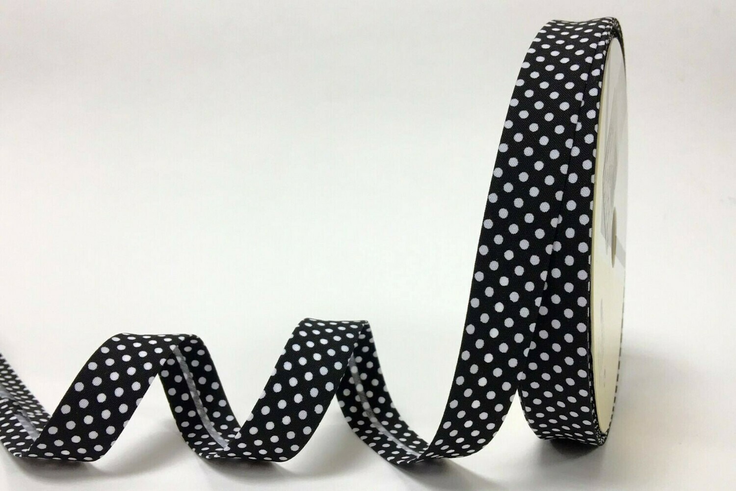 &quot;Black Polka Dot&quot; Bias Binding 18mm - By Metre