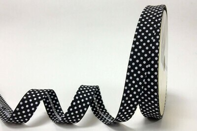 &quot;Black Polka Dot&quot; Bias Binding 18mm - By Metre