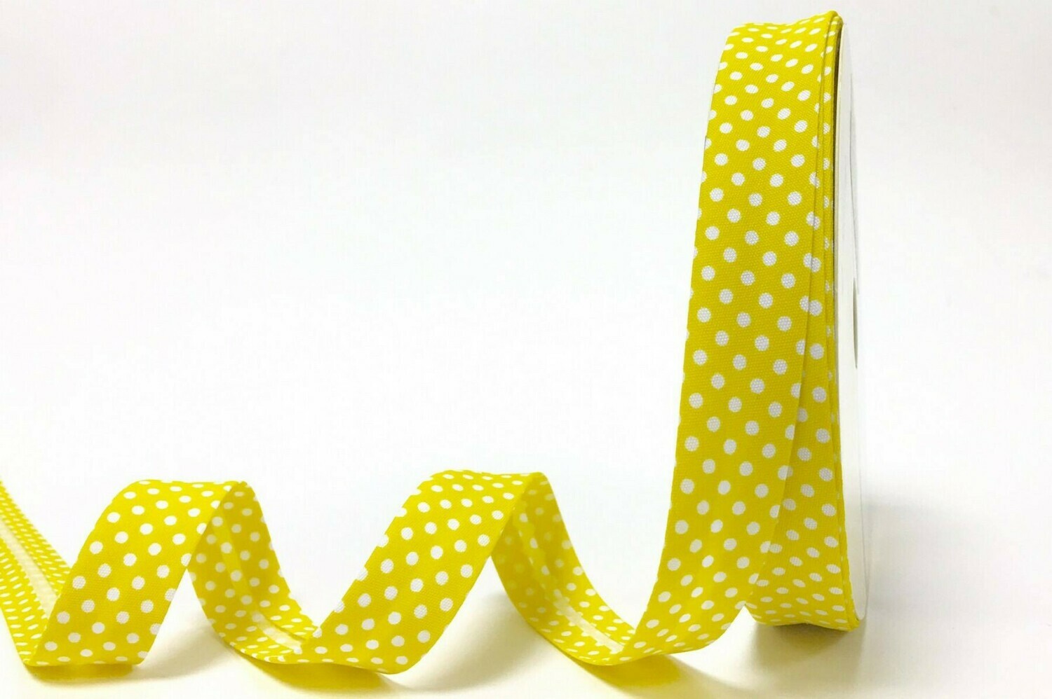 &quot;Yellow Polka Dot&quot; Bias Binding 18mm - By Metre