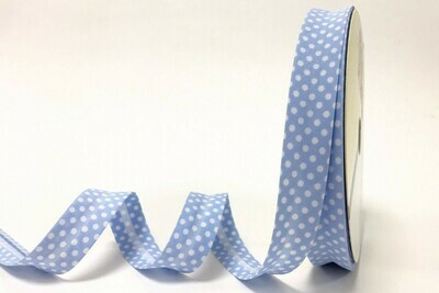 &quot;Light Blue Polka Dot&quot; Bias Binding 18mm - By Metre