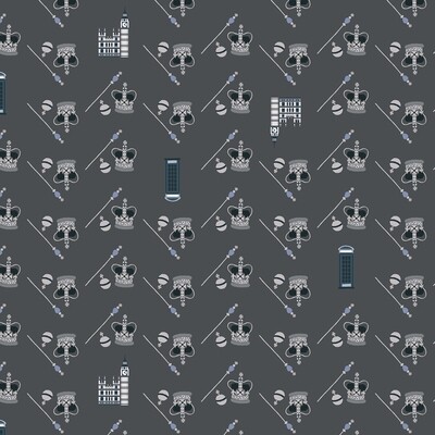 Crowns Dark Grey - By Rifle Paper Co for Cotton & Steel - Cotton - From Fat Quarter