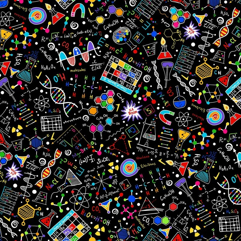 Science Images Black - Cotton - By Metre