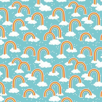 Rainbows Blue - Cotton - By Metre